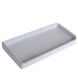 10 x 5 Ceramic Bathroom Tray for Countertop, Decorative Vanity Tray for Dresser Tops, Small Rectangular Trays for Perfume, Candle, Jewelry, Cosmetics (Gray)