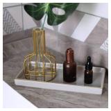 10 x 5 Ceramic Bathroom Tray for Countertop, Decorative Vanity Tray for Dresser Tops, Small Rectangular Trays for Perfume, Candle, Jewelry, Cosmetics (Gray)