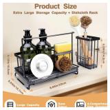 Kitchen Sink Caddy with Instant Drying Stone: Sink Sponge Holder, Stainless Steel Countertop Organizer Basket for Sponge, Scrubbers, Soap, Towel, Bathroom, Deskand Wall Mounted Mode, 2 Diatomaceous Pa