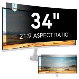 Mamol 34 Inch Curved Computer Privacy Screen Filter for 21:9 Aspect Ratio Widescreen Monitor - Anti Glare Blue Light Filter, Removable Computer Monitor Privacy Shield, Anti-Scratch Screen Protector