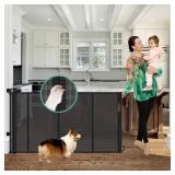 Reinforced 60in Wide Retractable Baby Gates with Upgraded Rods - Bottom Anti-Escape, 5 ft Mesh Baby Gate Retractable Dog Gate Indoor Pet Gate Retractable Stair Gate Outdoor Retractable Gate, Black