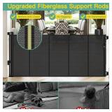 Reinforced 60in Wide Retractable Baby Gates with Upgraded Rods - Bottom Anti-Escape, 5 ft Mesh Baby Gate Retractable Dog Gate Indoor Pet Gate Retractable Stair Gate Outdoor Retractable Gate, Black