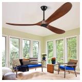 BOOSANT 60 inch Ceiling Fan Without Light, Ceiling Fan No Light with Remote Control and Quiet DC Motor, Outdoor Fans for Patios,Solid Wood 3 Blades,ETL Listed - Dark Walnut