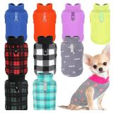 Reginary 10 Pack Small Dog Sweaters Fleece Pet Dog Clothes with Leash Ring Soft Warm Winter Puppy Plaid Shirt(Stylish)