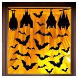 Jesiramoo Halloween Decorations Window Clings Decor: 6 Sheets Large Scary Bats Silhouette Window Stickers, Spooky Black Bat Decals for Kids Home School Office Party Supplies, Double-Sided Printed