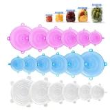 GRIDAF Silicone Stretch Lids, 6 Pack Silicone Lids, 6 Sizes Silicone Bowl Covers Reusable for Cups, Bowls and Dish, Flexible, Round and Rectangle Fit