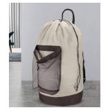 Dalykate Backpack Laundry Bag, 115L Large Hamper with Shoulder Straps, Drawstring Closure, Mesh Pocket, Khaki