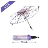 JOBEDE Cherry Blossom Butterfly Umbrella Transparent Clear Umbrellas 8 Ribs Folding Umbrellas for Adult Kids Men and Women of All Ages (Purple)