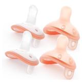 Garkoko Baby Pacifiers 1-6 Months, Lightweight and Breathable, One-Piece Design, BPA-Free Silicone Pacifier for Babies (4pcs)