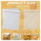Cidenbio 200 Pcs Thickened Clear Cellophane Treat Bags 8x12 In, Self Sealing Bread Party Favor Bags, Cellophane Wrap for Gift Baskets, 3.1 Mils Plastic Resealable Cello Bag for Shirts, Pants, Clothes