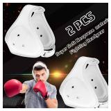 RoundFunny 2 Pcs Wrestling Headgear for Kids Adult Youth Men Women Soft Grappling Adjustable Head Gear Wrestling Ear Protection for Kids Boys Girls Hockey MMA BJJ(White)