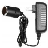 Yelesley AC to DC Converter 2A 24W Car Cigarette Lighter Socket 110-240V to 12V ACDC Power Adapter Black