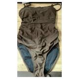 SUUKSESS Women Sexy One Piece Tummy Control Swimsuit Scoop Neck Slimming Swimwear 2025 Crisscross Backless Bathing Suit(Brown,Small)