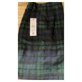 Womens High Waist Plaid Skirt Bodycon Pencil Wool Mini Skirts(Green, XL)