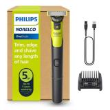 Norelco Philips OneBlade 360 with Connectivity Hybrid Face, Electric Beard Trimmer and Shaver, with 360 Blade Technology, 1x360 Blade for Face, 5in1 Adjustable Comb, Model QP453090