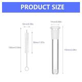 100mm3.94in Length Downstem Glass Tube with 6 Cleaning Brushes, 14mm ID Crystal Clear Borosilicate Glass Tube for Lab