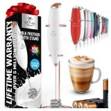 Zulay Kitchen Patented Tornado Triple Whisk Milk Frother with 4 Duracell Batteries  Handheld Foam Maker for Coffee, Lattes, Matcha and Hot Chocolate  Rich, Creamy Froth in Seconds