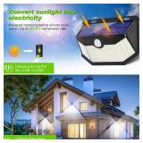 HMCITY Solar Lights Outdoor 120 LED with 3 Lighting Modes, Motion Sensor Wall Lights,IP65 Waterproof Solar Powered for Garden Patio Yard (Back Button 2Packs, Daylight White, 6500K)