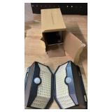 HMCITY Solar Lights Outdoor 120 LED with 3 Lighting Modes, Motion Sensor Wall Lights,IP65 Waterproof Solar Powered for Garden Patio Yard (Back Button 2Packs, Daylight White, 6500K)