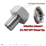 Beduan Stainless Steel Garden Hose Swivel Fitting 12in Barb x 34in GHT Female Thread Adapter Connector Garden Hose Repair