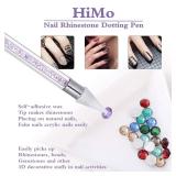 Nail Rhinestone Picker Dotting Tool with Extra 2 Wax Head, Dual-ended DIY Nail Art Tool With Pink Acrylic Handle (PURPLE)