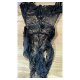 Aranmei Women Sexy Lingerie Bodysuit Lace Teddy Snap Crotch V Neck One Piece Babydoll Underwire(Black Large)