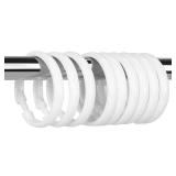 Qulable 12 Packs Circular Shower Curtain Rings, Plastic Curtain O Rings Hooks for Bathroom, Glide Easily on Bathroom Shower Rod (White)