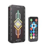 upHere PWM and 5V Addressable ARGB Magnetic Fan Hub 1 to 9-Port PC Case Splitter with Remote Control,SATA-Powered Cooling Hub for Custom RGB PC Builds,Black,P10PARGB BK