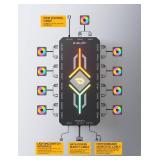 upHere PWM and 5V Addressable ARGB Magnetic Fan Hub 1 to 9-Port PC Case Splitter with Remote Control,SATA-Powered Cooling Hub for Custom RGB PC Builds,Black,P10PARGB BK