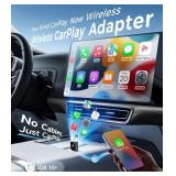 JDG Wireless CarPlay Adapter, Converts Wired CarPlay to Wireless, for Cars with Built-in Wired Apple Carplay, Super Mini USB Design Car Play Adapter for iPhone, (Black)