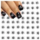 50Pcs Halloween Nail Charms Spider Nail Art Charms 3D Metallic Spider Nail Charms Spider Nail Jewelry Spider Nail Rhinestone Acrylic Nails DIY Nail Supplies for Women Halloween Decorations