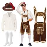 Spooktacular Creations Halloween Men Oktoberfest Costume Set, Lederhosen Men with German Bavarian Hat, Beer Costume, Adults Halloween Brown Outfit for Beer Festival Party (XX-Large)