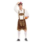 Spooktacular Creations Halloween Men Oktoberfest Costume Set, Lederhosen Men with German Bavarian Hat, Beer Costume, Adults Halloween Brown Outfit for Beer Festival Party (XX-Large)