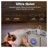 Cat Water Fountain Stainless Steel 108oz3.2L, APAUK Automatic Pet Fountain Dog Water Dispenser with Water Level Window, Quiet Cat Fountain for Drinking, Inside with Replacement(1 Filtersand1 Sponges)