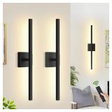 2 Pack 26in Wireless Wall Sconces Set of Two, 360° Rotate 8000mAh Rechargeable Wall Lights with Touch and Remote, Matte Black Dimmable Battery Operated Wall Decor Set of 2 for Living Room Vanity Wall