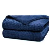 Alomidds Weighted Blanket (48in x 72in,15lbs Twin Size - Navy), Weighted Blankets for Adults, Cooling Breathable Soft and Comfort Minky, Heavy Blanket Microfiber Material with Glass Beads