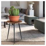 KINNARY Plant Stand Indoor, Mid Century Wood Plant Stand Plant Table for Flower Pots, Heavy Duty Metal Tall Plant Holder, Modern Home Decor Small Round Side End Table (11.8in x 16in)