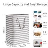 BOOMIBOO 2-Pack Large Laundry Basket,Waterproof Freestanding Laundry Hamper,Collapsible Clothes Basket with Easy Carry Handles in Laundry Room Bathroom Bedroom Dorm,Grey,75L
