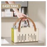 Portable Shower Caddy,Foldable Shower Caddy with Handle and Adjustable Divider,Plastic Shower Storage Basket,Quick Dry Bathroom Shower Organizer Bin for College,Dorm Room,Travel Essentials (Green)