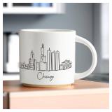 COLLECTIVE HOME - Skyline Ceramic Mug, Coffee Cup, Landscape Cups, 15 oz Tea Mugs, Elegant Personalized Mug with Gift Box, Luxurious Cups for Office and Home (Chicago)
