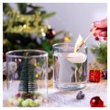 UPBUD 4 Inch Small Glass Cylinder Vases for Centerpieces | 12pcs Clear Flower Vase for Wedding Decorations, Floating Candle Vases in Bulk, Hurricane Candle Holders for Table, Home Décor