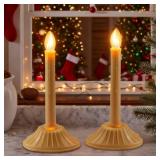 Abeja 2 Pack Electric Window Candles, 1 Light Christmas Candle Lights with 4 C7 Clear Bulbs(2 Spare), 9.5