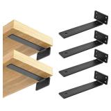 Floating Shelf Brackets Heavy Duty, 6in Hidden L-Shaped Brackets for Shelves, Rustproof Metal Wall Shelf Supports, 15 Inch Thick, 160 lb Capacity (6 Pack)