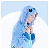 GONAAP Adult Onesie Pajamas Sherpa Animal One Piece Cosplay Costume for Women Men(Light Blue,XX-Large)