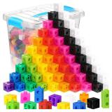 Jenaai 200 Pcs Math Cubes Counting Blocks Linking Connecting Cubes Math Manipulatives with Storage Container Educational Toy for Kids Age 4-8 Kindergarten STEM Activities Preschool(Blue)