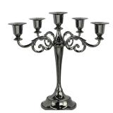 Dorlotou Metal Candelabra 5-Candle 10.1 Inch Tall Candle Holder Stick for Home Wedding Event and Party Festival,Black