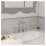 Lovdeco Carrara White 12in X 12in Marble Pencil Liner Tile, Edge Trim Molding for Shower and Backsplash, Bullnose Tile Trim Polished, 10 PcsBox