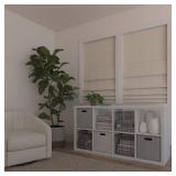 Sun Zero Seraphina Textured 100percent Total Blackout Cordless Roman Shade, Linen, 23in W x 64in H