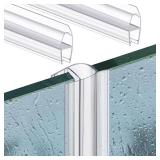 Shower Door Side Seal Strip 78.74 Inch (39.37in x 2 Pcs) for 14in(6 mm) Frameless Glass Sliding or Swing Door (U Type) Sweep Clear PVC Waterproof to Stop Shower Leaks No Adhesive Needed
