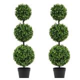 LUWENER 3FT Artificial Boxwood Topiary Tree in Pot,2 Pack Faux Topiary Trees for Front Door Porch Home Living Room Garden,Fake Outdoor Plant Boxwood Ball for IndoorandOutdoor